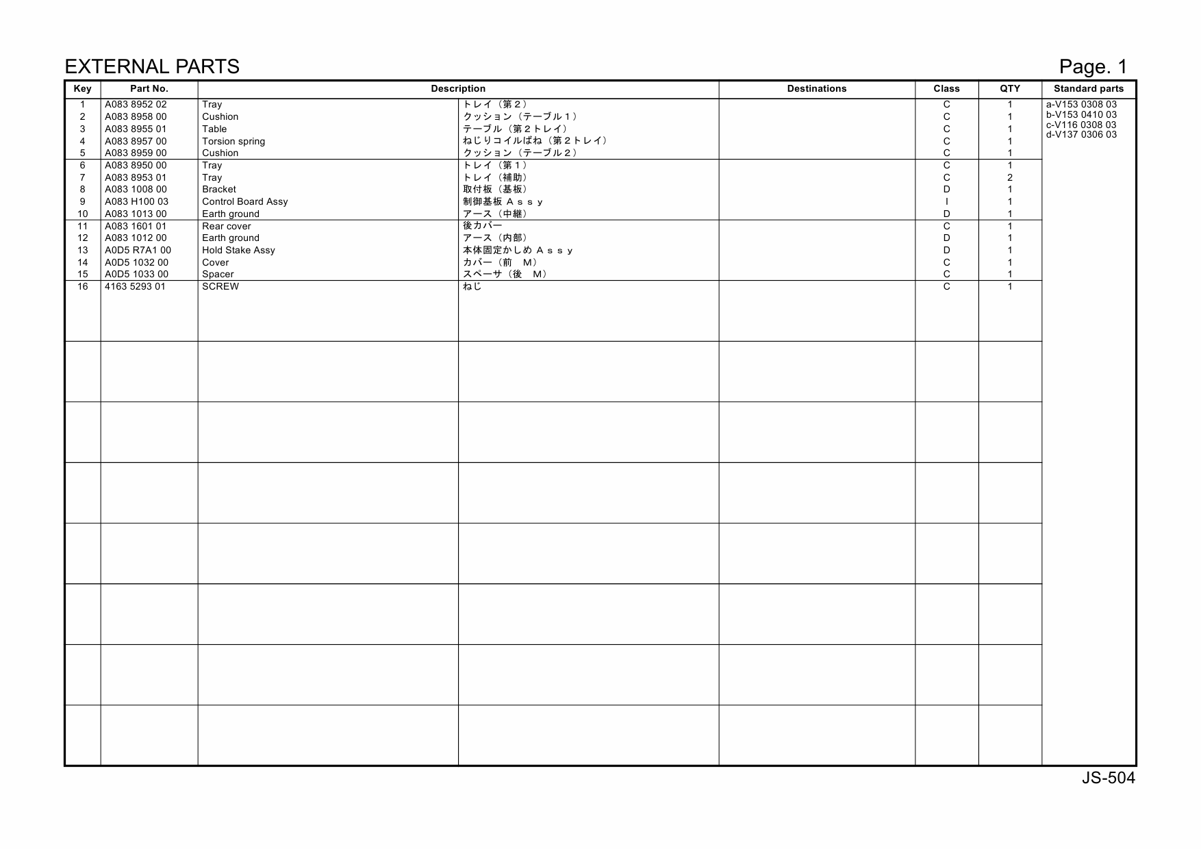 Konica-Minolta Options JS-504 A0D5 Parts Manual-2